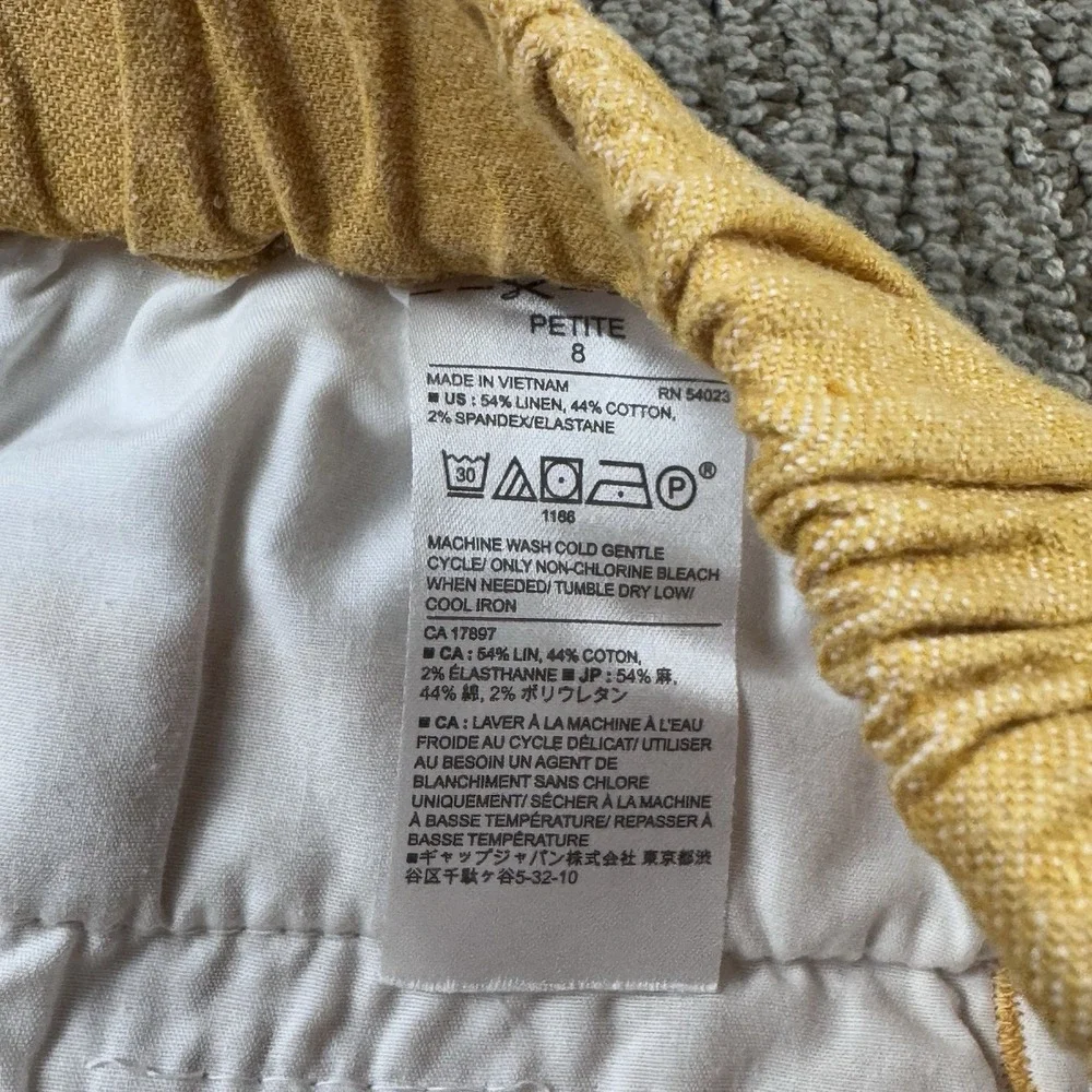 Banana Republic Womens 8P Hayden Pant Pull On Linen Blend Ankle Stretch Yellow